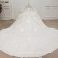 Jancember HTL1421 Bridal Dress Lace Long Sleeve Latest Ruffled Tiered Wedding Dress